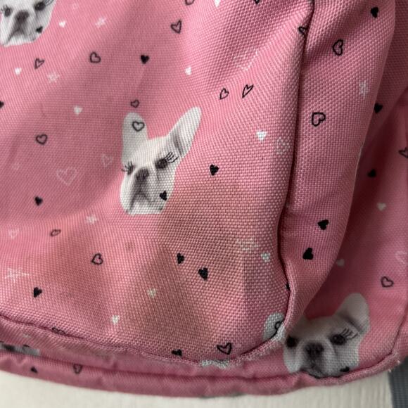 Jansport Backpack Trans Pink Pug Face Dog Heart Print Book Bag Full Size Nice - Picture 4 of 16
